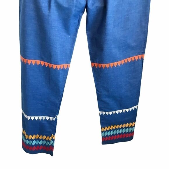 Vintage 1960s Embroidered Striped Pants Blue Small - Picture 11 of 16